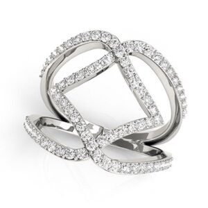 Large Square Full Pavé .5ct Diamond Ring 14k White Gold